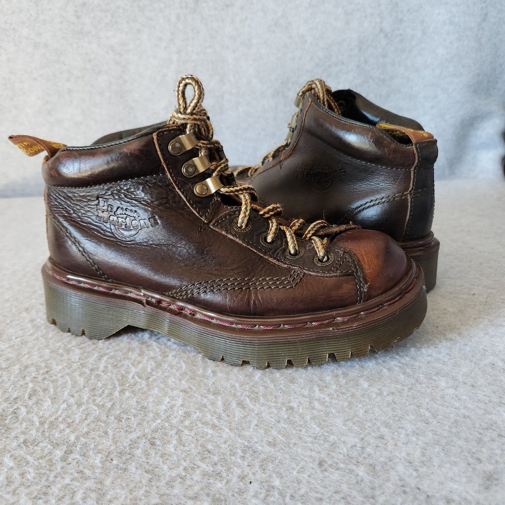 Vintage Dr. Martens 8287 Ankle Work Boots Lace-Up Brown Made in England